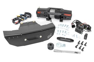 Polaris RZR Turbo S4 Velocity Winch Mount - Rough Country - RS4500S - Black - '21-'22